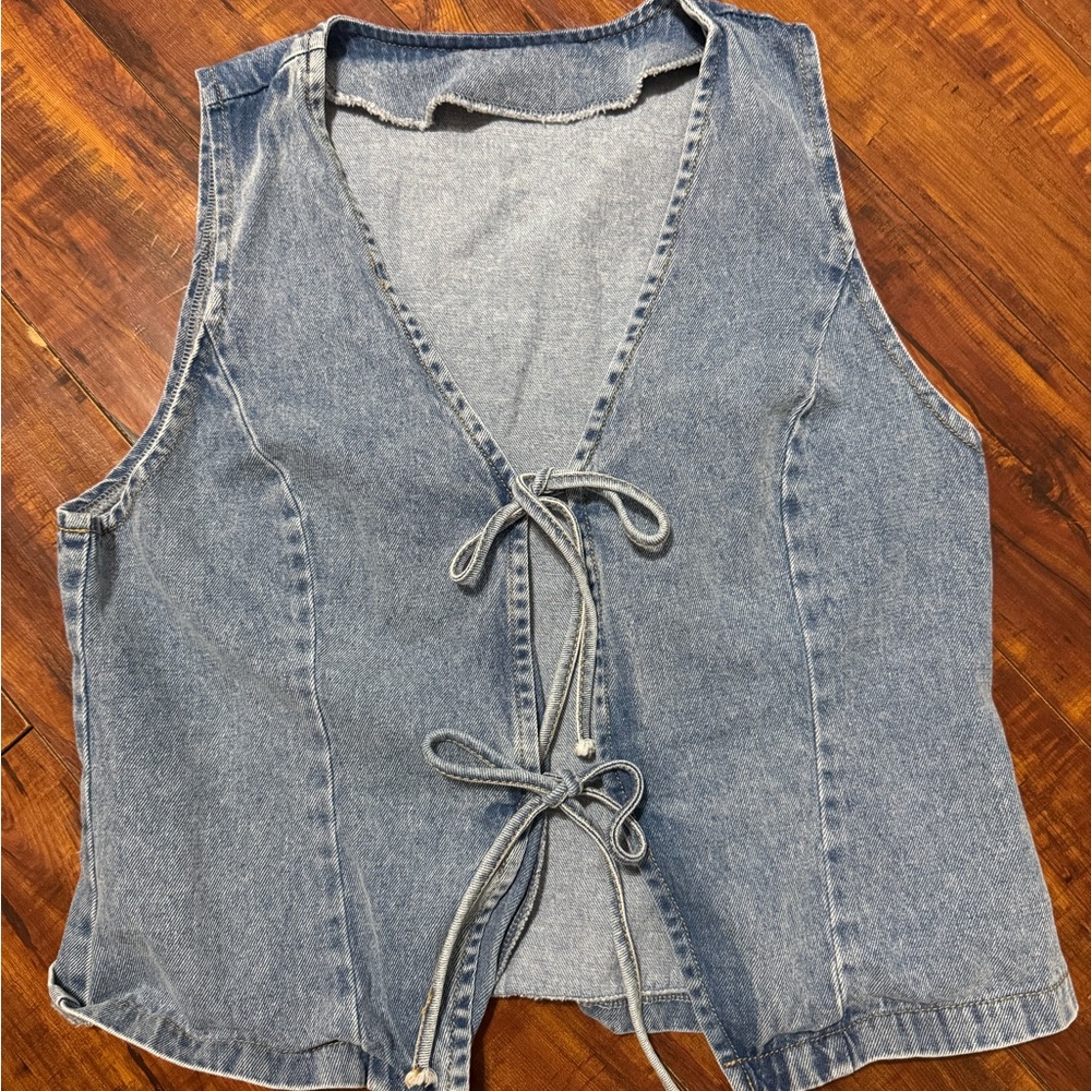 Denim Tie-Front Vest